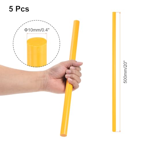 Image of uxcell 5 Pcs Plastic Rods 10 x 500mm Round Solid ABS Styrene Stick for DIY Toys Building Architectural Model Making, Yellow