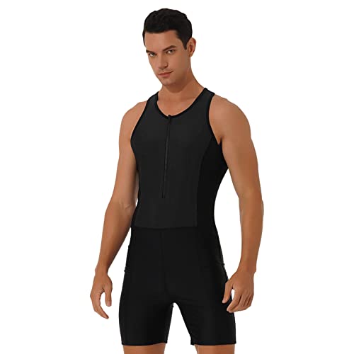 Inhzoy Men's Wetsuit Sun Protection Rushguard Bathing Suit One Piece Bodysuit Surfing Swimming Costume Black X-Large #TOP11