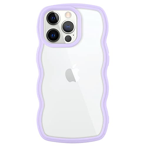 Tjkings With Screen Protector Cute Curly Wave Frame Shockproof Soft Tpu Iphone 12 Pro Max Shockproof Case For Women Girls-Purple #TOP1