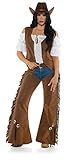 UNDERWRAPS Women's Western Cowgirl Costume, Brown, Small