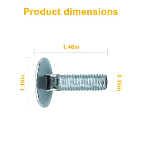 Image of 10 Pcs 014973239763 Elevator Bolts, 3 /8-16 x 1-1 /2 Flat Head Bolt, Zinc - Rust Resistant
