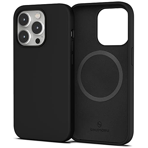 Coque silicone pour MagSafe iPhone 14 Sinjimoru évite les chutes avec aimant puissant noir