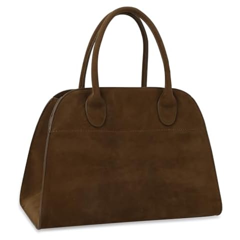 Suede Tote Bag Brown Suede Bag for Women,Vintage Faux Leather Top Handle Bag Shoulder Satchel Bag,Fashion Womens Suede Purse Crossbody Bag,Retro Large Capacity Suede Tote for Work Travel Daily(Coffee) Cover