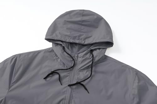 Men's Lightweight Windbreaker Jackets Outdoor Hooded Pocket Raincoat Jacket3