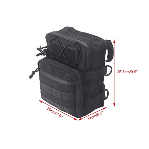 FVMOTO Universal Club Style Utility Molle Traveller Bar Handlebar T-Bar Bag Handle Bags, Fit For Harley Dyna Street Bob FXBB Softail Sportster, Tool Pouch Trunk Storage Bag, Black (DSCBB000-HD)