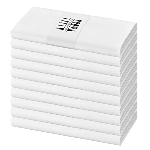 Paquete de 10 servilletas de Lino para Cena, servilletas de Tela para Cena en Tela de Mezcla de Lino y algodón Servilleta de Tela de Lino rústica para Cocina/hogar/Bodas/Banquete (Blanco, 40 × 40 cm) Cover