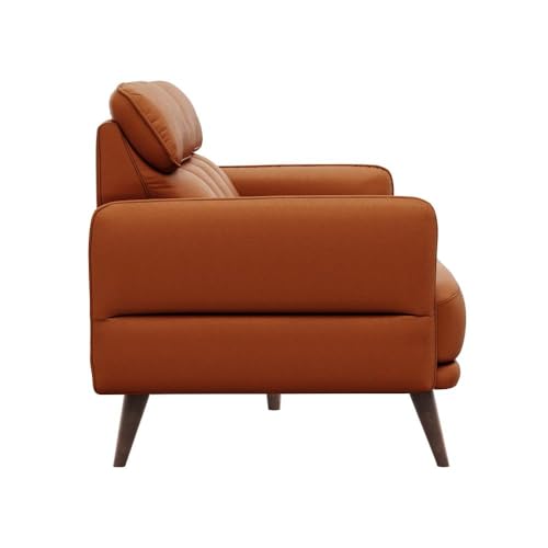 Image of Wakefit 4 Seater Modern Tan Leatherette Sofa Set | 5 Year Warranty | 2 Seater (L 1.5 m x W 90 cm x H 91 cm), 1 Seater (L 93 cm x W 90 cm x H 91 cm), 1 Ottoman