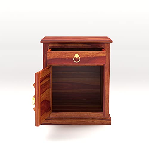 Image of Custom Decor Diamond Cut Bedside Table - Walnut
