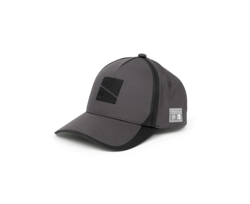 Preston Innovations Core Collection Cap | Match Fishing Cap | Black and Grey Design with Subtle Branding | Adjustable Strap for a Good Fit | Perfect Sun Protection | Code P0200735