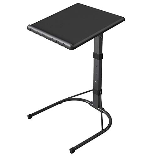 Rahmen aus Kohlenstoffstahl Betttisch Für Laptop mit Gelbes Feld,USB, Höhenverstellbar, Abschließbare Rollen, Faltbar, Couch Beistelltisch für