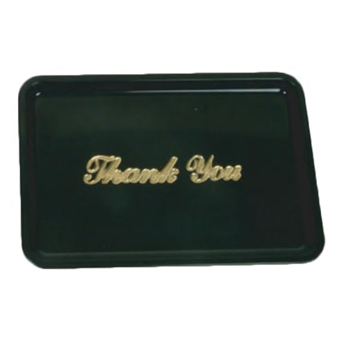 A-to-Z Supply PLPT046BL Tip Tray, 4-1/2" x 6-1/2", Rectangular, "Thank You" Imprint, Plastic, Black, Pack of 12