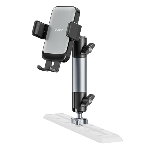 OQTIQ Kayak Phone Mount Aluminum Alloy T-Bolt Base & Arm 360 Adjustable with One-Tap Release Clip Compatible with iPhone & Android 4.76.9 Fishing & Boating Accessories