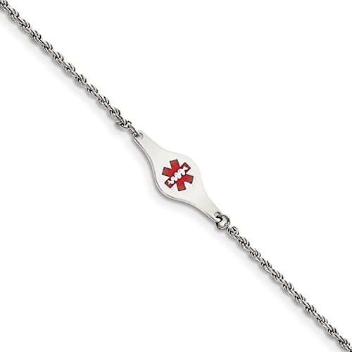 Sterling Silver Rope Medical ID Bracelet 8