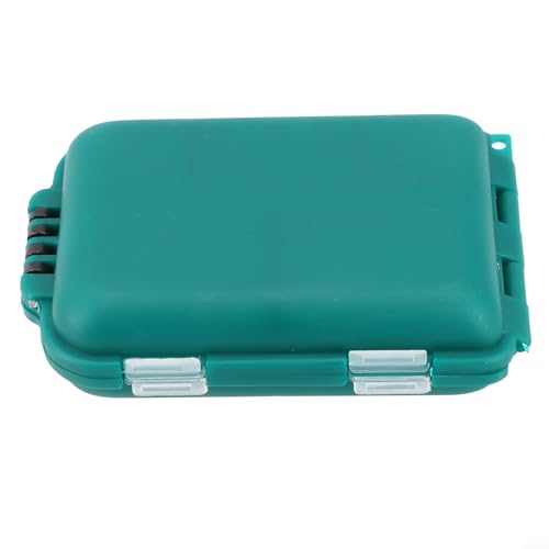 Caja de aparejos de pesca con 10 rejillas, material ABS, estuche de almacenamiento ligero portátil para anzuelos, cebos y herramientas de pesca, compacta de 9,9 x 6,5 x 3 cm (verde)