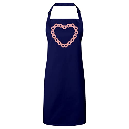 Tablier cuisine premium navy anti-taches ajustable à motif chaîne de vélo france