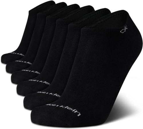 Calvin Klein Men's Solid Cushion No Show Socks - 6 Pack (One Size, Black)