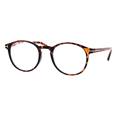 JuicyOrange Magnified Reading Glasses Round Keyhole Fashion Frame Spring Hinge