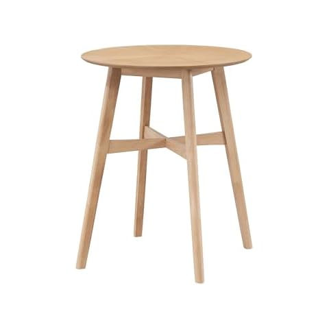 Voykuy 31.5" Inches Round High Top Table - Bar Stool Table Table with Cross Bracket Design,Cocktail Tables with Solid Wood Frame,Counter Height Table for Pub,Living Room,Cocktail Bar (Oak) Cover