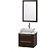 Wyndham Collection 24" Single Bathroom Vanity in Espresso, White Man-Made Stone Top, Carrera Marble Sink and 24" Mirror