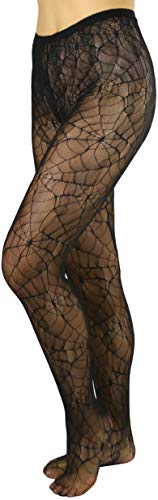 Image of ToBeInStyle Women's Spiderweb & Crawling Spider Print Hosiery Tights & Thigh High Stockings