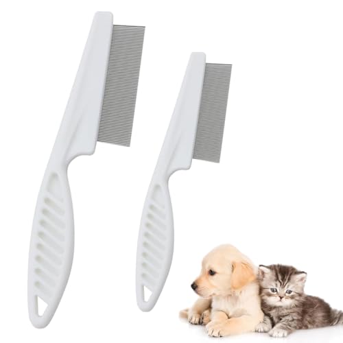 JUGUTA 2 Piezas Peine Antipulgas Para Perros Y Gatos, Peine Profesional Para Mascotas, Peine Para Eliminar Pulgas Y Piojos, Peine Para El Polvo, Mango Ergonómico, Diseño De Dientes Finos