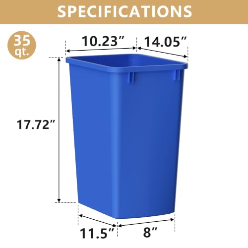Image of 35 Quart Plastic Trash Can, 9-Gallons Kitchen Trash Can(2-Pack)