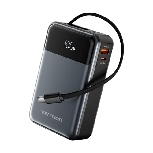 VENTION Batterie Externe 65W 20000mAh, Charge Rapide USB-C PD avec Écran LED Numérique, Chargeur Portable pour PC Portable, MacBook, iPad, iPhone 17/16/15/14, Samsung...