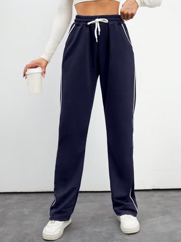 Image of SAKHWALA Women's Striped Track Pants | Women Trackpants | Women Lower /Pyjama | Lounge Pants | Loose Fit Trackpants | Gym /Yoga /Casual Wear Pants