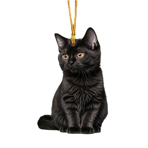 Chat noir Vue arrière Pendentif en verre Ornement suspendu pour la décoration intérieure des voitures Ajoute chaleur et personnalité à chaque véhicule