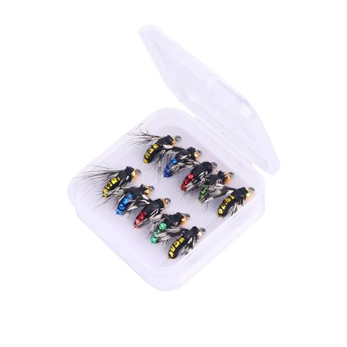 10pcs Fly Fishing Lures Kit Fishing Fly,Fly Fishing Kit Fly Fishing Lures,Handmade Lures Assortment Kit Artificial Bait Hooks for Bass Trout Salmon Fishing,Suitable for Freshwater and Saltwater