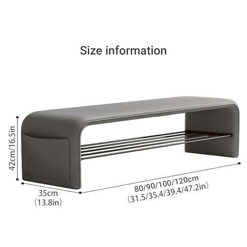 Banc de rangement à chaussures en acier et cuir avec coussin