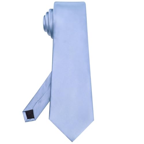 Image of Hi-Tie Men's Extra Long Solid Satin Tie Set 63 Inch /70 Inch Formal Necktie