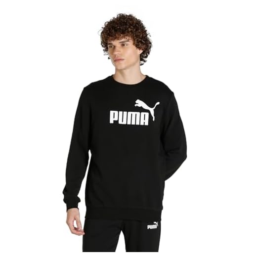 PUMA ESS Big Logo Crew TR Sudadera, Hombre, Black, M