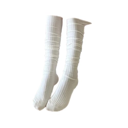 Y2K Solid Color Pure Cotton Long Knee-high Socks (White)