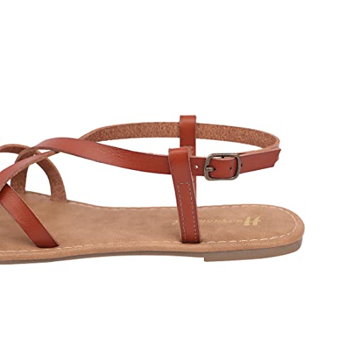 Image of Huayuanwell Women's Gladiator Flat Sandals Fisherman Strappy Sandals Ankle Strap Sandals