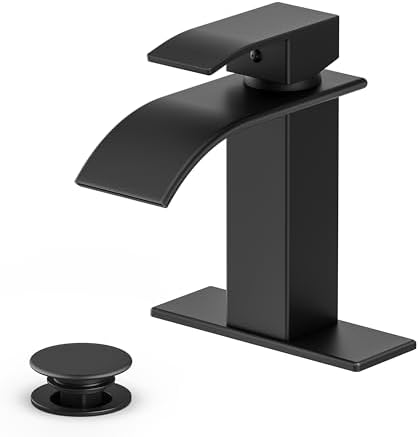 Bathroom Faucet Matte Black Modern Waterfall Bathroom Sink Faucet...