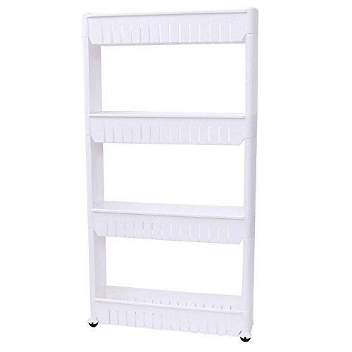 Taylor & Brown 4-Tier Slim Slide Out Kitchen Trolley, Storage Shelf, Moving Wall Cabinets Tower Holder Rack on Wheels, Rolling Storage Unit Cart for Kitchen/Laundry/Bathroom