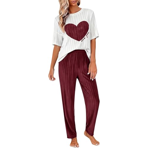 Pyjama pour femme avec pantalon long et t-shirt d'été léger pour la maison