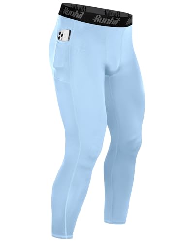 Runhit Mens Compression Pants Running Tights with Pockets Sports Leggings Spandex Workout Cycling...