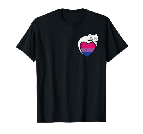 Bisexual Heart Cat Love Bi Pride Stuff Flag LGBTQ Herren Damen T-Shirt