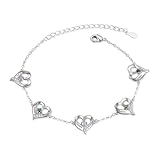 Tobillera Pulsera Mujer Personalizada con 1 a 5 Piedras de Nacimiento y Nombres, Tobilleras Pulseras Regalo Madre Niñas Cumpleaños Navidad (5 Piedras de Nacimiento & Nombres)