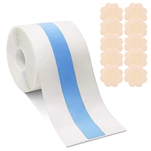 Body Tape, Selbstklebendes Brust Tape mit 5 Paare Brustwarzenabdeckungen, Transparentes Busen-Tape, Brust tape Körper-Haut-Klebeband, doppelseitig, transparent, Fixierband für den Körper (blau) Cover