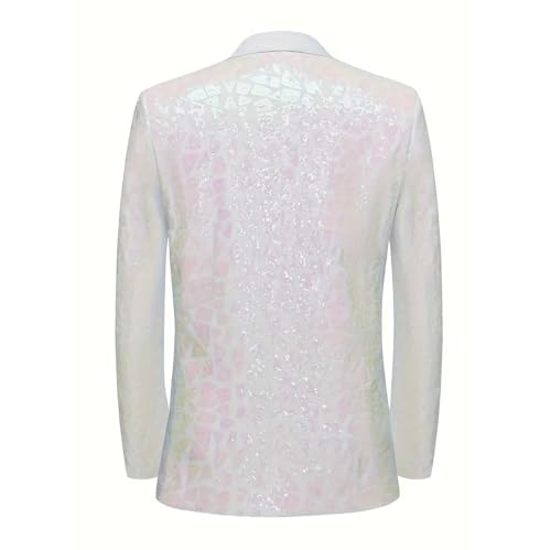 Mens Sequin Tuxedo Jacket Slim Fit Shawl Lapel Long Sleeve Blazer One Button Shiny Suit Jackets for Party Prom Dinner3