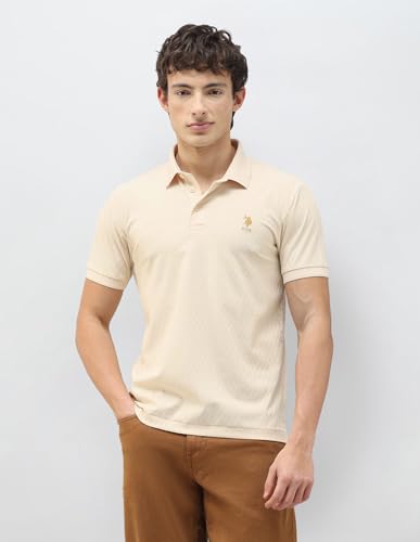 Image of U.s.Polo Association Men's Geometric Patterned Knit Slim fit Polo Shirt
