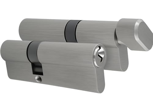 Set de serrures cylindriques 40/50 mm | Cylindres de verrouillage et de bouton avec 5 clés | Cylindres profilés pour porte d’entrée et porte d’appartement | Ensemble de serrures de porte pour la