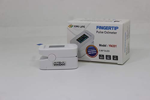 Image of VeeDee YIMI LIFE YM201 (IMP & BY VeeDee) US FDA Approved (510k) Pulse oximeter fingertip with Perfusion Index and Alarm, Portable Blood Oxygen Saturation Monitor for Heart Rate and SpO2 Level (White)