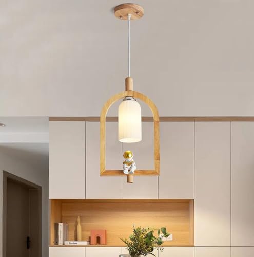 Plafonnier E27 chambre et salon en bois au design moderne 23cm