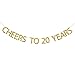 Gold Glitter CHEERS TO 20 YEARS Banner for 20th Birthday, Retirement, 20th Wedding Anniversary Bunting Party Decorations