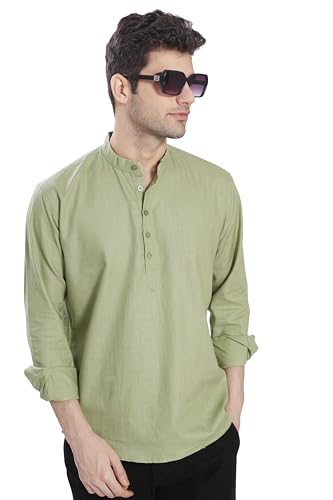 Image of DIVISIVE Men's Slim Fit Full Sleeves Cotton Short Kurta