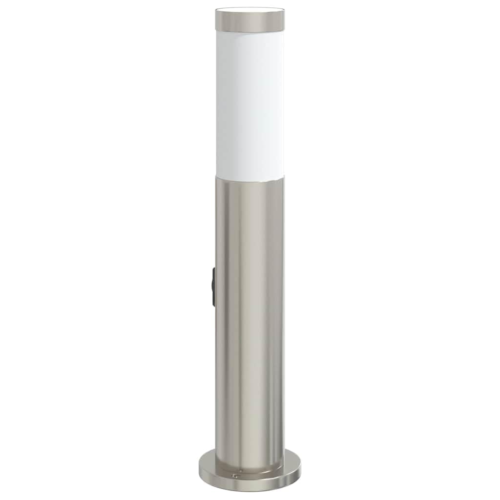 Lampa słupkowa ze stali nierdzewnej ze zintegrowanym gniazdkiem o wysokości 50 cm, stopień ochrony IP44, do użytku na zewnątrz, taras, ścieżki ogrodowe, oświetlenie i oświetlenie